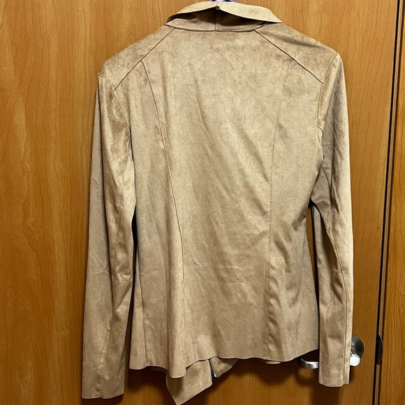3/$25 - Mote Women's Lightweight Faux Suede Zip-up Drape Jacket - Small - Picture 4 of 5